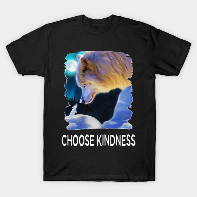 Choose Kindness Beautiful White Fox Cute Mouse T-Shirt by egcreations